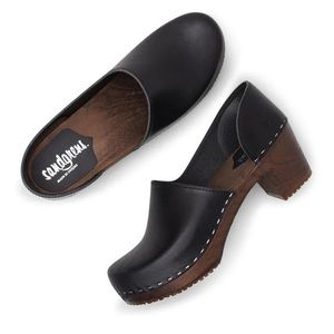 Sandgrens Brett Black Vegetable Tanned Leather Clog Size 41